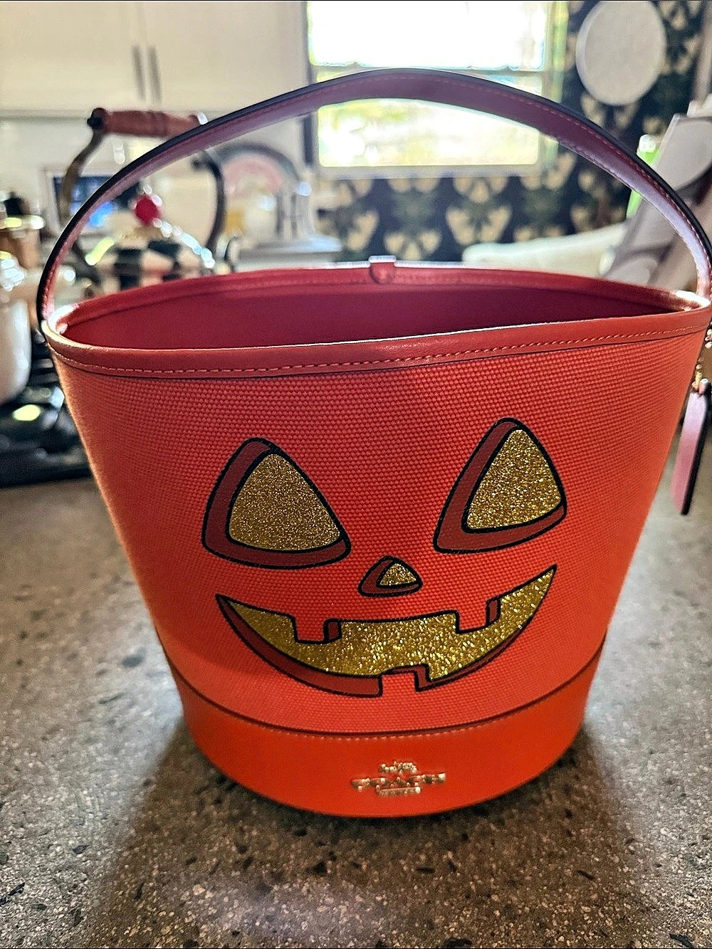 Coach Pumpkin Bucket Bag  in Orange